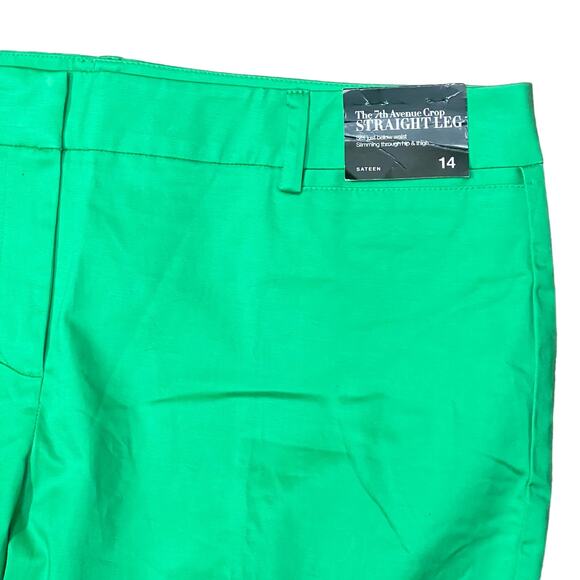 NY&Co Kelly Green Sateen 7th Avenue Crop Straight Leg Chino Pants Size 14 New - Picture 7 of 8